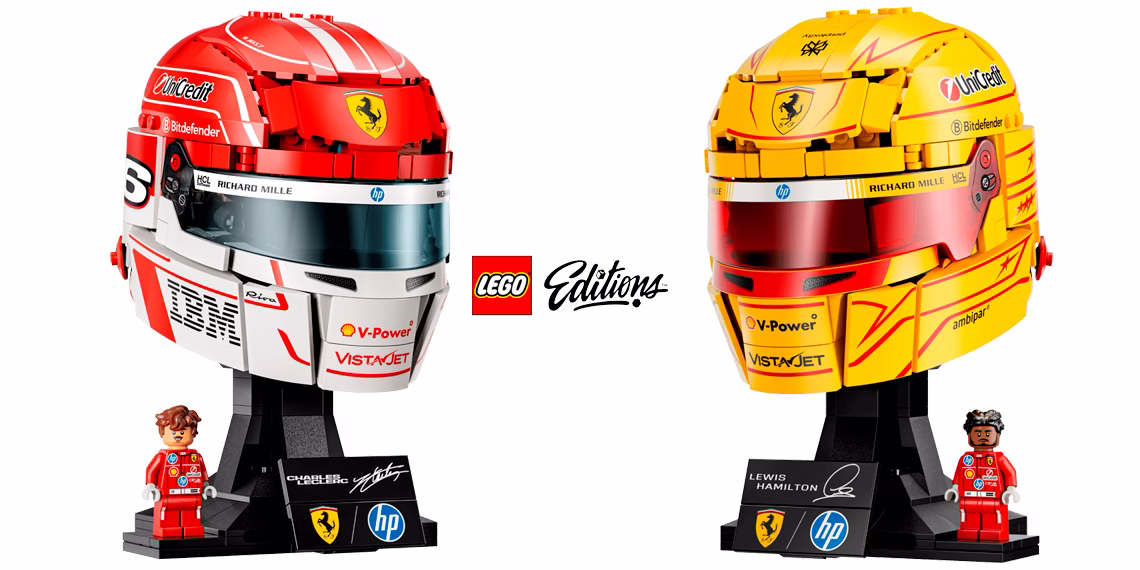 LEGO 43014 y 43022: los cascos de Leclerc y Hamilton de la Scuderia Ferrari HP
