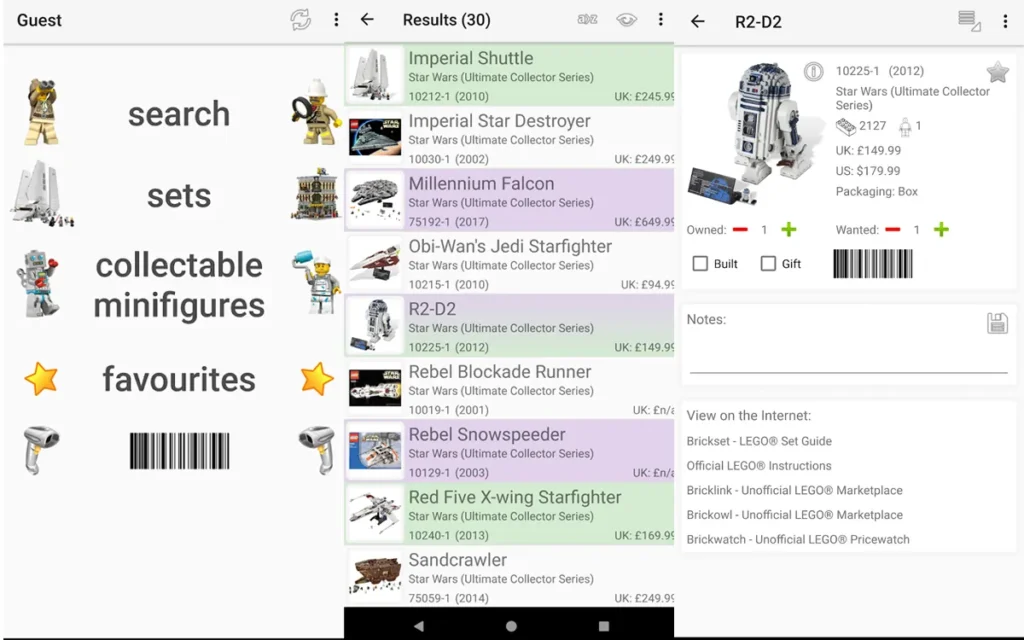 mybricks brickset LEGO app