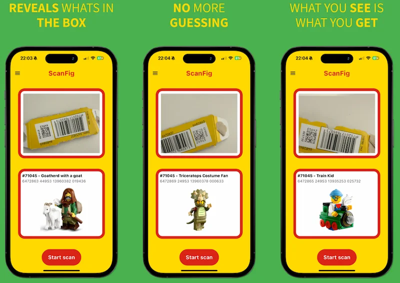 scanfig app lego minifigures