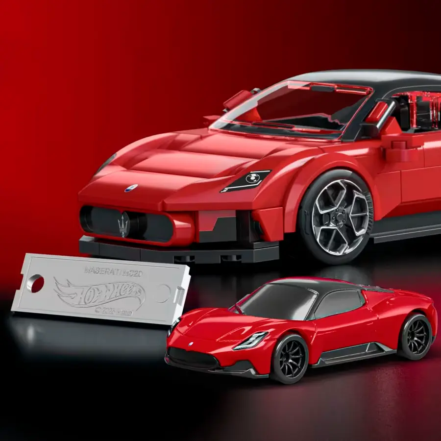 Maserati MC20 Mattel Brick Shop placa metálica