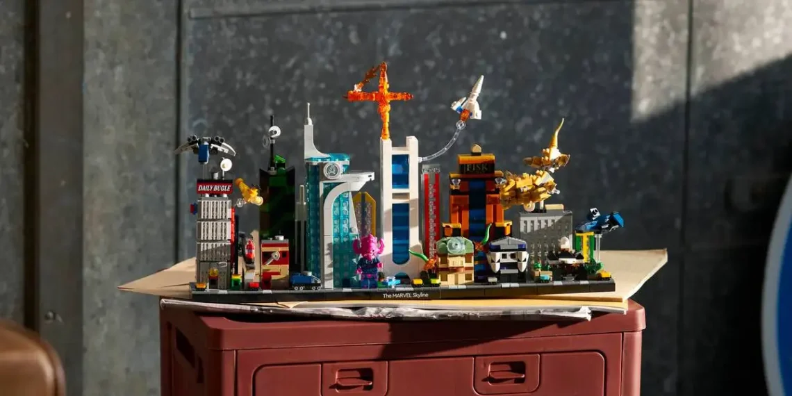 LEGO 67006 Horizonte de Marvel con la minifigura de Galactus junto al skyline a microescala